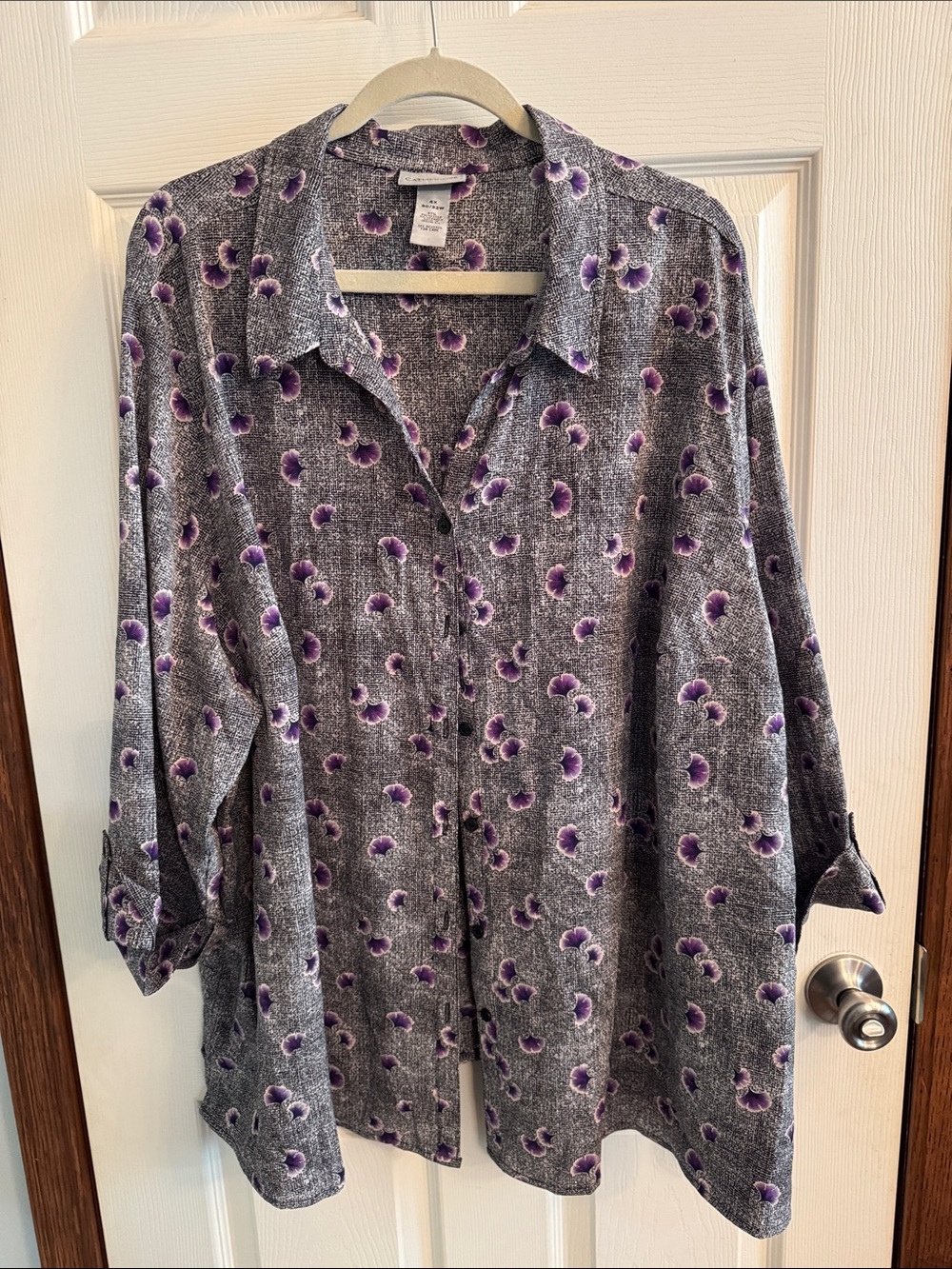 Catherines Purple Floral Print Blouse